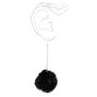 Silver 3&quot; Pom Pom Drop Earrings - Black,