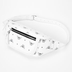 Wings of Love Faux Leather Fanny Pack - White,