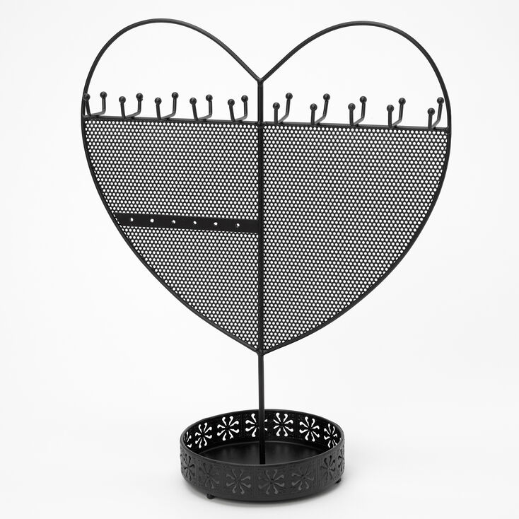 Heart Standing Jewelry Holder - Black,