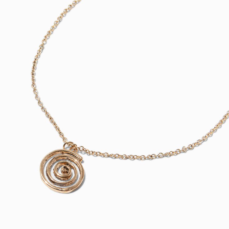 Gold-tone Spiral Pendant Necklace,