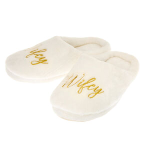 White Wifey Clog Slippers - M/L,