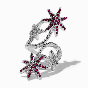 Pink Star Silver-tone Cluster Ring ,