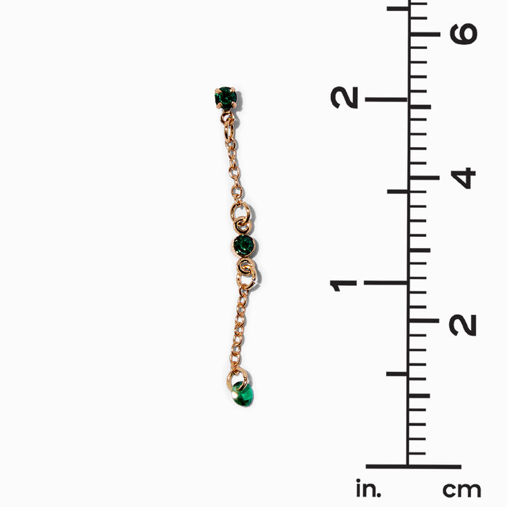 Green Cubic Zirconia Gold-tone 1.5&quot; Drop Earrings,