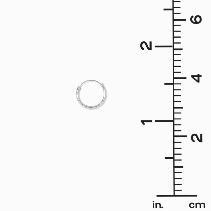Silver 10MM Skinny Hoop Earrings - 3 Pack,