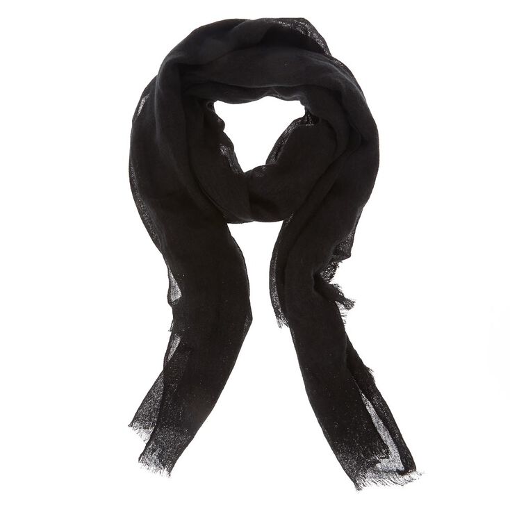 Solid Black Knit Scarf,