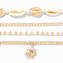 Seashell Gold Bracelet Set - 4 Pack,