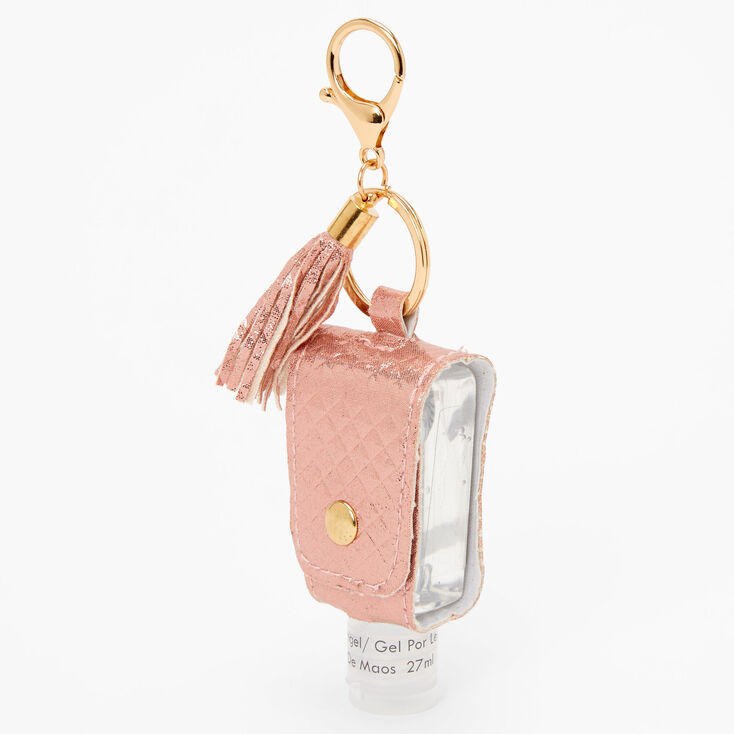 Pink Quilt Holder with Anti-Bacterial Hand Sanitizer,