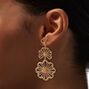 Gold-tone Flower Fan 2&quot; Drop Earrings,