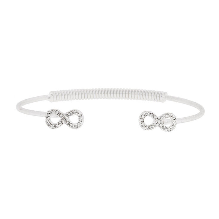 Silver Crystal Infinity Symbols Open Cuff Bracelet,