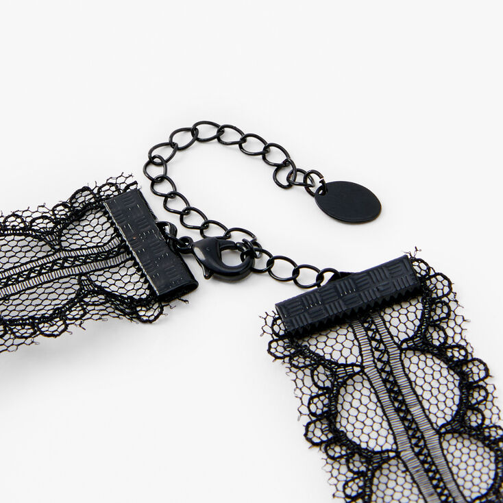 Starburst Beaded Lace Black Choker Necklace,