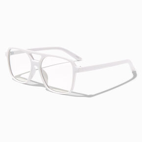 White Plastic Aviator Clear Lens Frames,