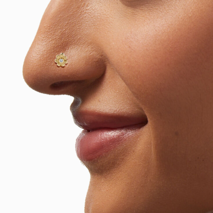 Gold Embellished Flower Faux Nose Ring