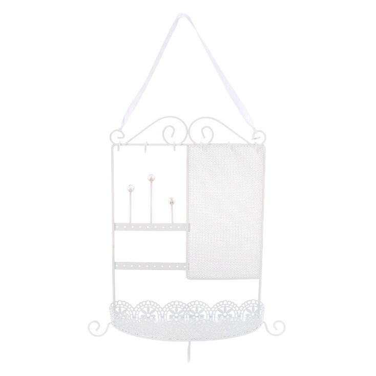 Silver Frosted Flower Hair Comb - Blue,