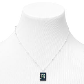 Silver Initial Rectangle Mood Pendant Necklace - M,