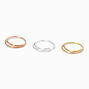 Sterling Silver 22G Mixed Metal Double Hoop Nose Rings - 3 Pack,