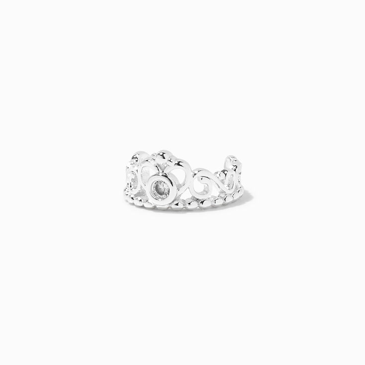 Silver Embellished Crown Ear Cuff,