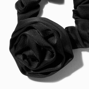 Black Silky Rose Hair Scrunchie,
