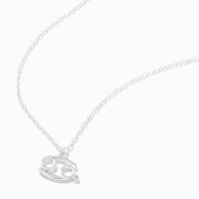 Silver Zodiac Embellished Pendant Necklace - Cancer,