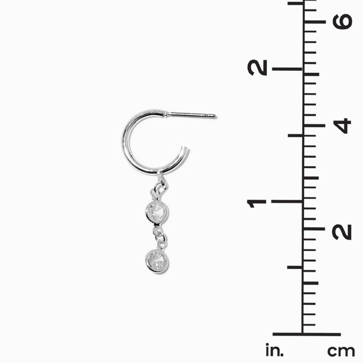 Silver-tone Double Crystal Charm Earring Stackables Set - 6 Pack,