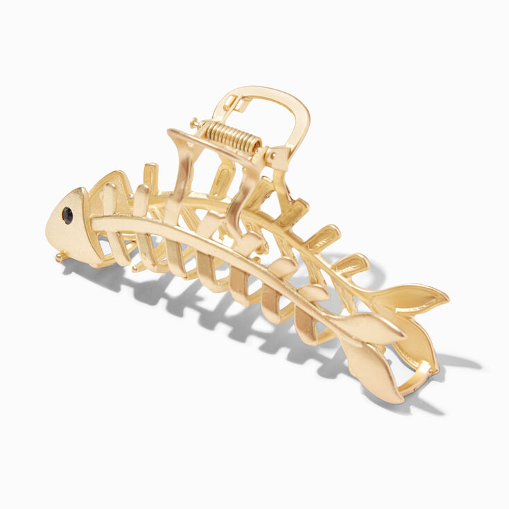 Gold Fishbone Metal Hair Claw,