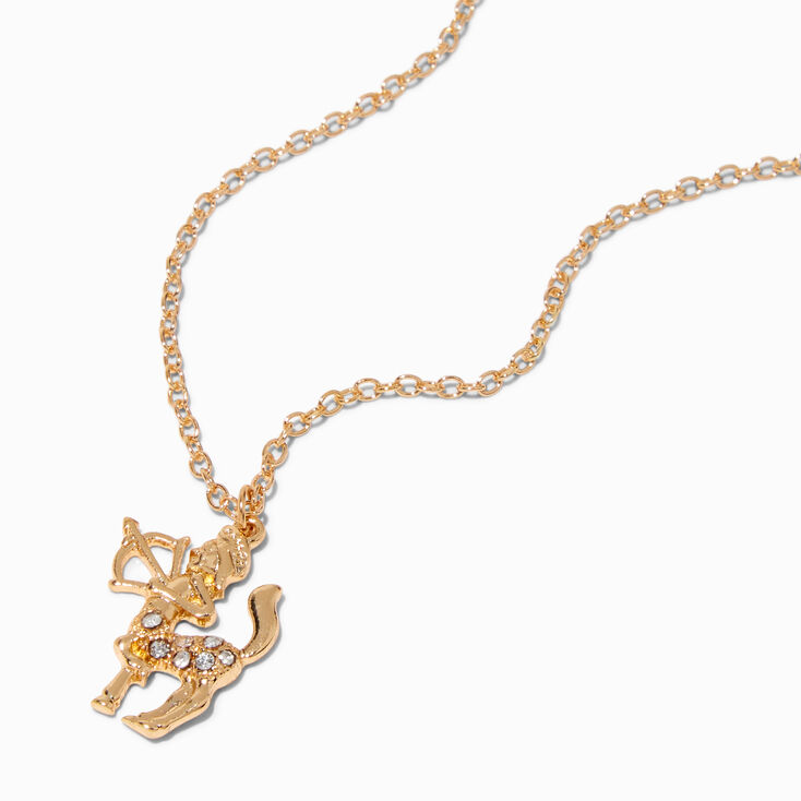 Gold Zodiac Symbol Pendant Necklace - Sagittarius,