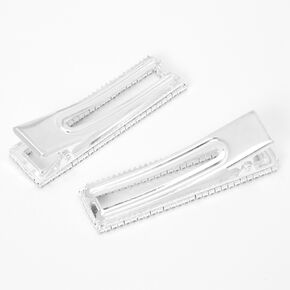 Silver Rhinestone Rectangle Hair Clips - 2 Pack,