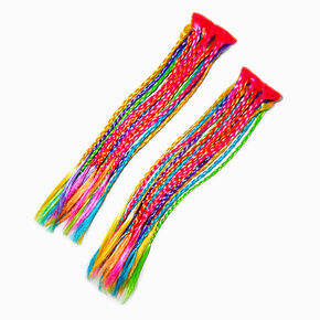 Rainbow Braids Faux Hair Clip In Extensions - 2 Pack,