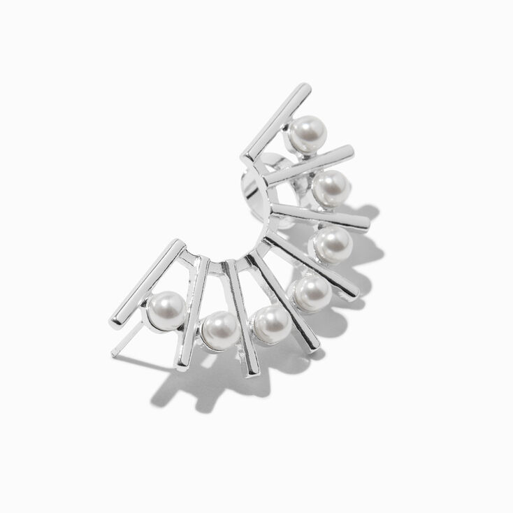 Silver-tone Faux Pearl Full Ear Cuff,