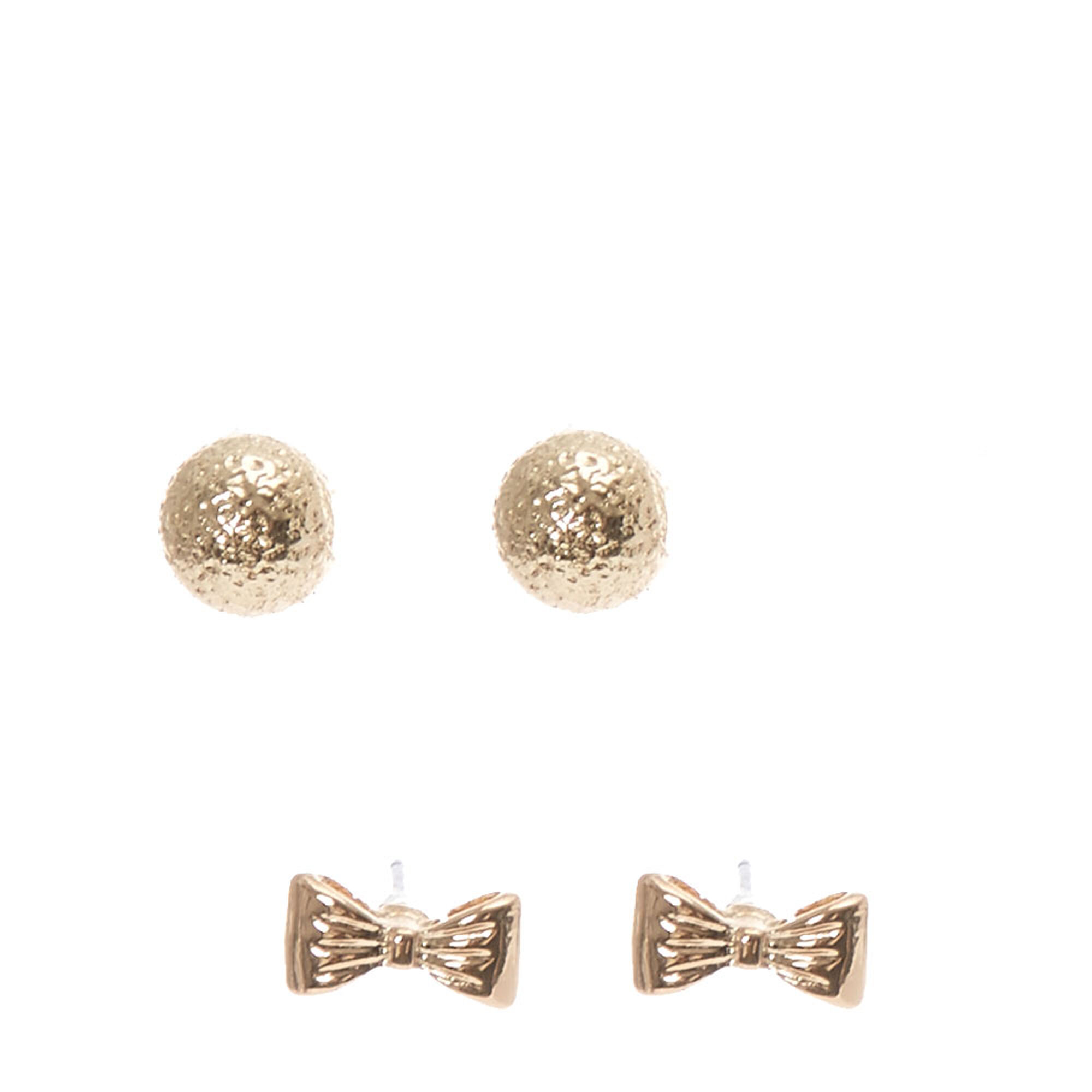 Gold Bow Hammered Ball Stud Earrings Icing Us Gold Bow Hammered Ball Stud Earrings