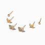 Gold-tone Crystal Butterfly Stack Stud Earrings - 3 Pack,