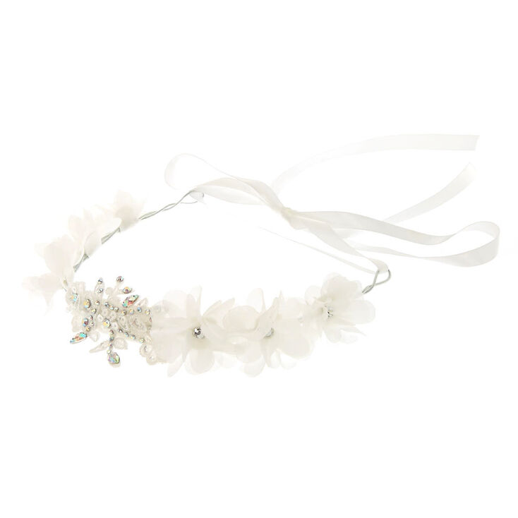 White Flower Applique Headwrap,
