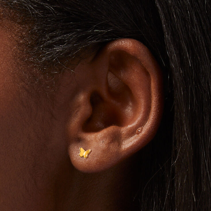 ICING Select 18k Yellow Gold Plated Titanium Mini Butterfly Stud Earrings,