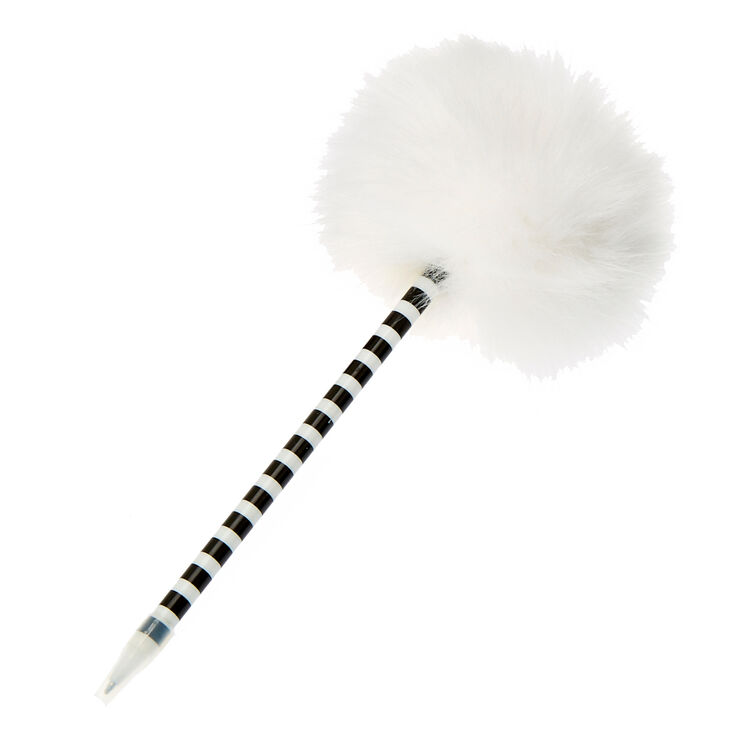 White Faux Fur Pom Pen,