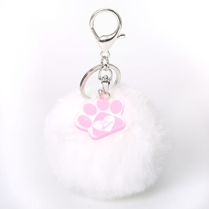 Fur Mama Pom Keychain - White,