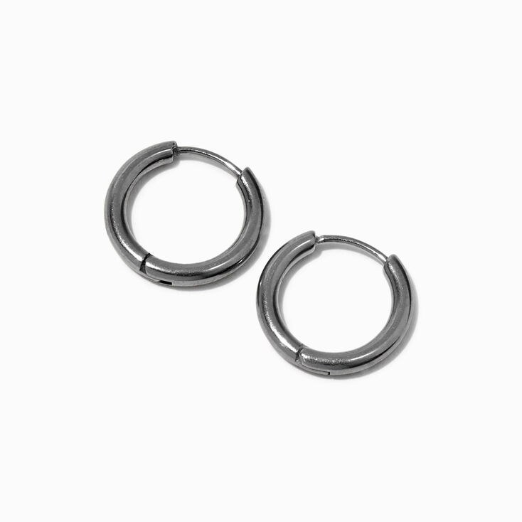 Titanium Black 10MM Tube Hoop Earrings,