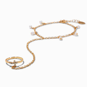 Gold-tone Crystal Confetti Bracelet Ring,