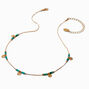 Turquoise Bead &amp; Gold-tone Coin Necklace,