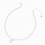 Silver Beaded Bubble Initial Pendant Necklace - J,