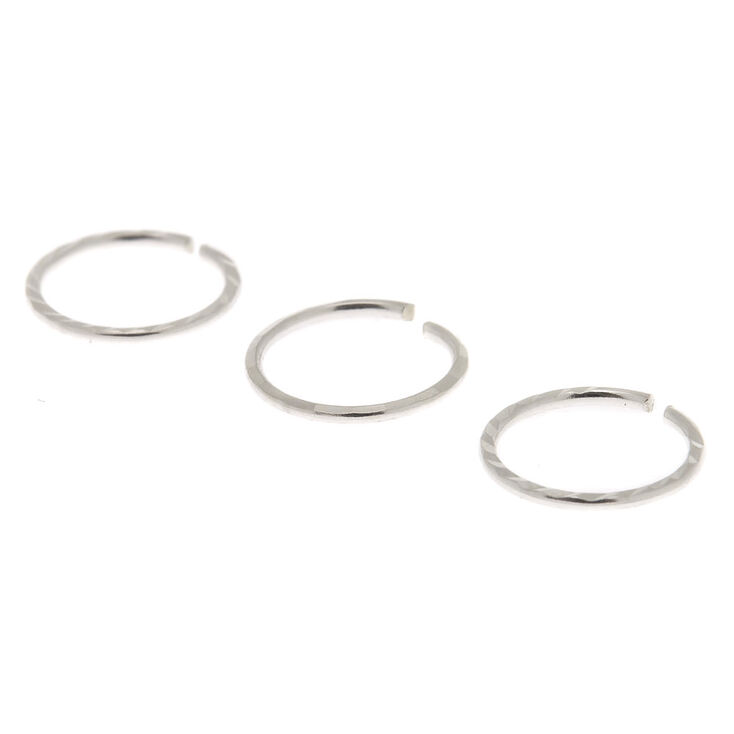 Sterling Silver 22G Diamond Cut Cartilage Hoop Earrings - 3 Pack,