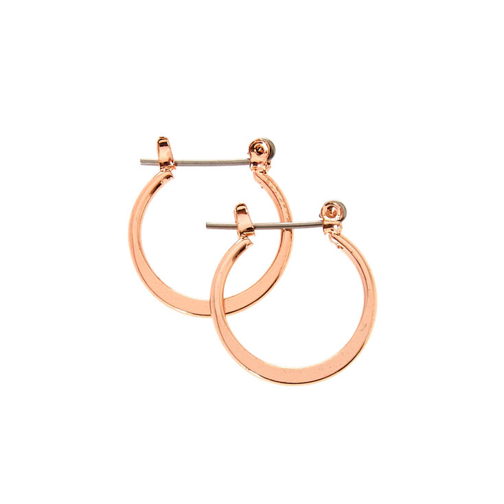 12MM Rose Gold Tone Knife Edge Hoop Earrings,