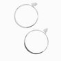Silver-tone 60MM Glitter Edge Clip On Hoop Earrings,