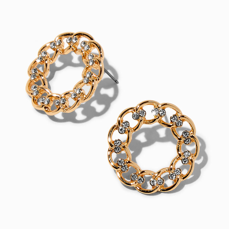 Gold-tone Crystal Circle Knot 1&quot; Drop Earrings ,