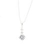 Silver 3 Stone Square Cubic Zirconia Pendant Necklace,