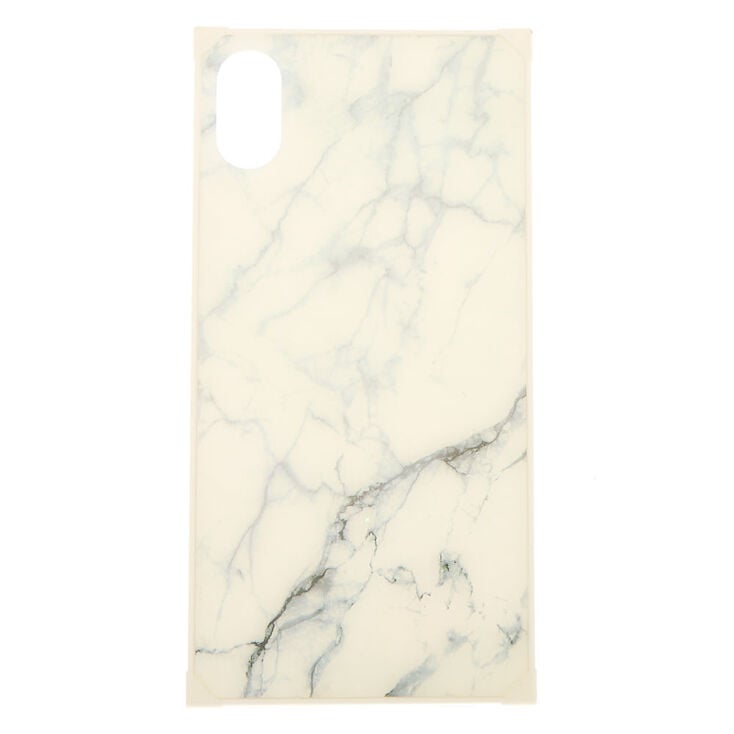 White Marble Square Phone Case - Fits iPhone XR,
