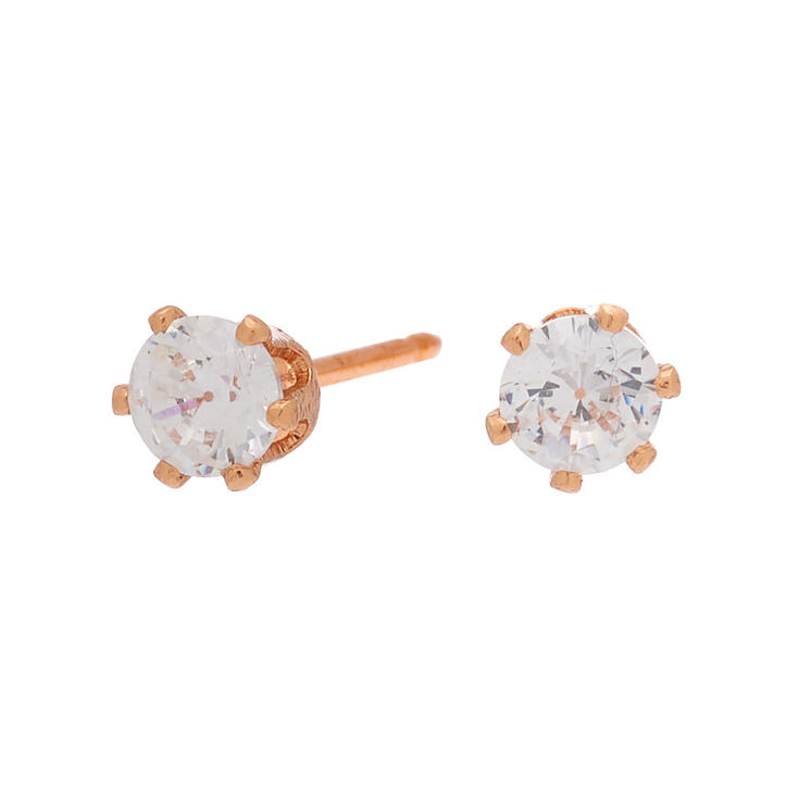 18kt Rose Gold Plated Cubic Zirconia Cupcake Stud Earrings - 4MM,