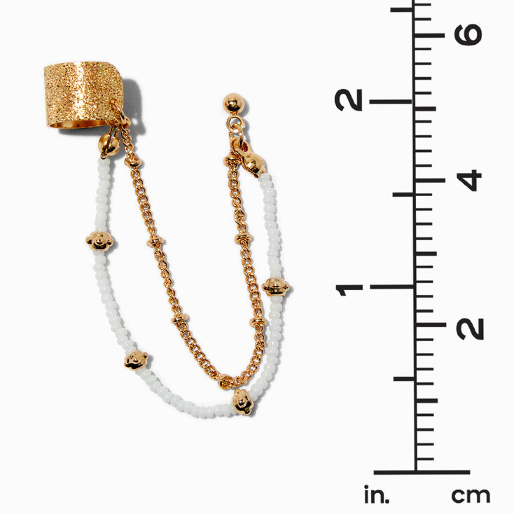 Gold-tone Coastal White Connector Cuff Earring Stackables - 5 Pack,