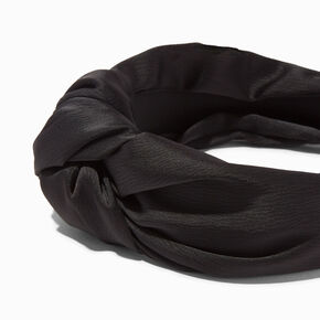 Black Satin Knotted Headband,