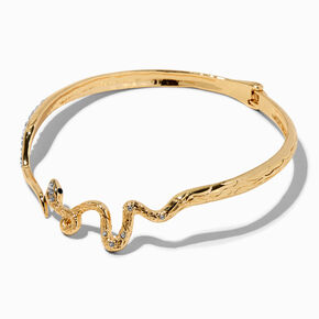 Gold-tone Embellished Snake Rigid Choker Necklace ,