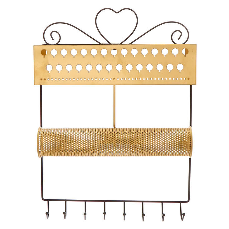Brushed Gold Hanging Jewelry Holder,