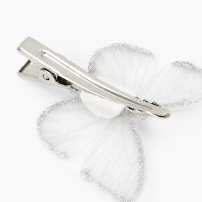 Silver Glitter Butterfly Hair Clips - Clear, 3 Pack,